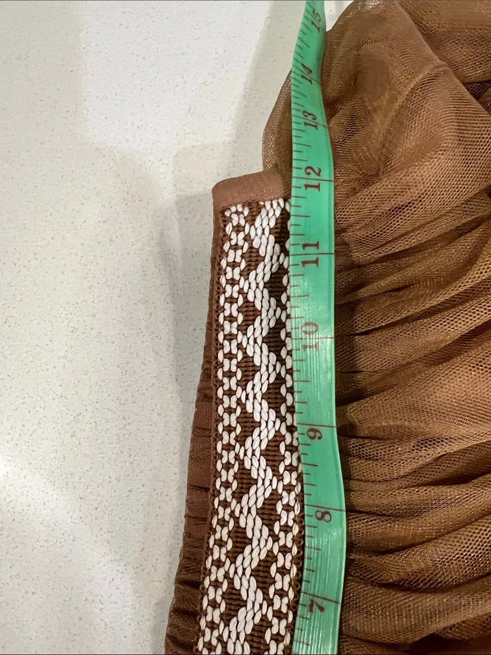 Women's Tan Maxi Skirt with High Side Slit and Decorative Waistband - Picture 7 of 8